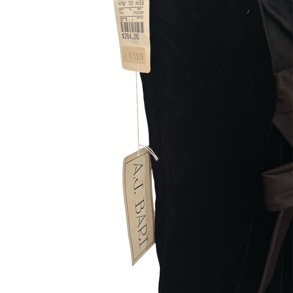 AJ A.J BARI black velvet sleeveless Dress Gown size 10, side slit - Picture 5 of 7